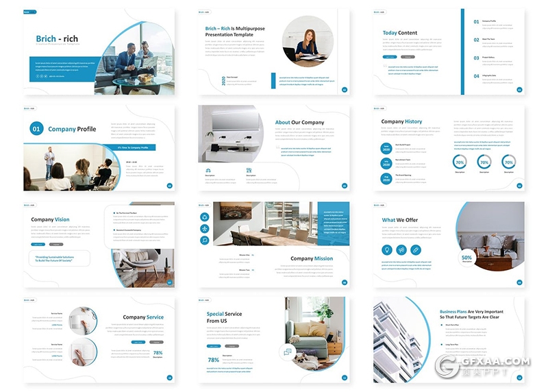 30页欧美商务风格企业介绍企业项目会议工作总结PPT模板5种主题配色 - 顶尖PPT