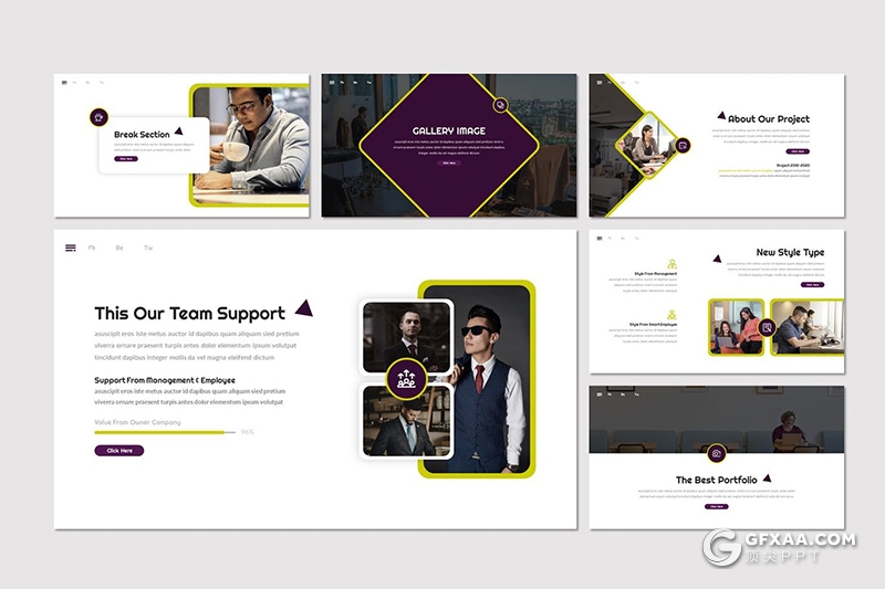 30页欧美商务风格企业团队介绍工作总结年终计划Google slides模板5种主题配色 - 顶尖PPT