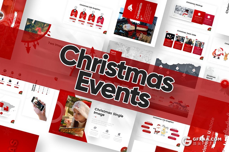 红色喜庆圣诞节主题PPT模板 - 顶尖PPT