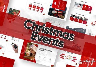 红色喜庆圣诞节主题PPT模板 - 顶尖PPT