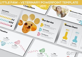 30页小爪子图形宠物店宠物医疗介绍宣传PPT模板3种主题配色 - 顶尖PPT