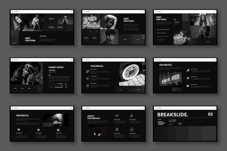 黑白风企业业务合作图片摄影展示多用途keynote模板 - 顶尖PPT