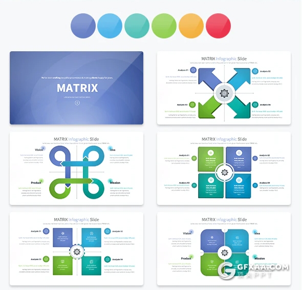 35页创意商务信息图形设计keynote模板12种主题配色 - 顶尖PPT