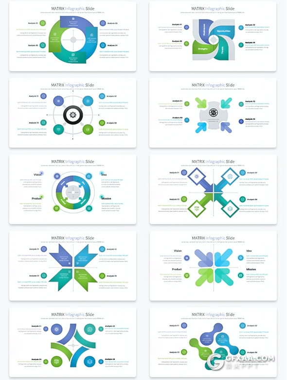 35页创意商务信息图形设计keynote模板12种主题配色 - 顶尖PPT