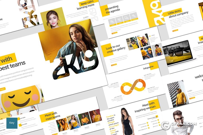 30页国外扁平化年终工作总结通用keynote模板5种主题配色 - 顶尖PPT