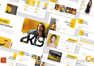 30页国外扁平化年终工作总结通用PPT模板5种主题配色 - 顶尖PPT