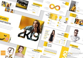 30页国外扁平化年终工作总结通用Google slides模板5种主题配色 - 顶尖PPT