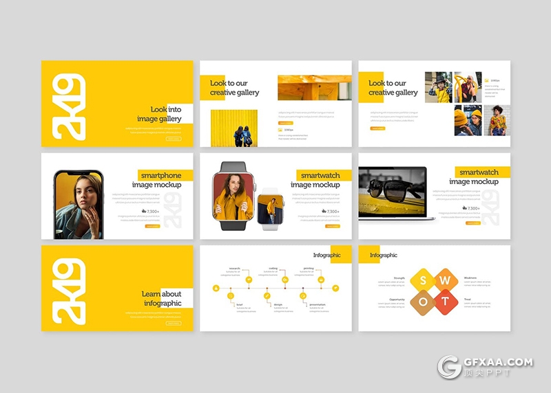 30页国外扁平化年终工作总结通用keynote模板5种主题配色 - 顶尖PPT