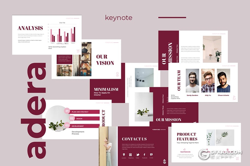 50页扁平化简约时尚国外多用途keynote模板 - 顶尖PPT