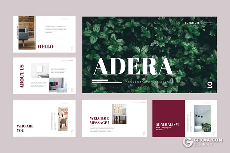 50页扁平化简约时尚国外多用途Google slides模板 - 顶尖PPT