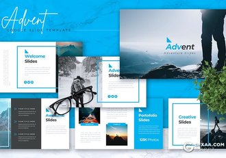 30页国外蓝色简约风格商务工作计划总结Google slides模板5种配色 - 顶尖PPT