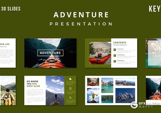 30页户外旅游度假景点摄影图片展示keynote模板 - 顶尖PPT
