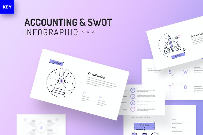 会计SWOT信息图形keynote模板 - 顶尖PPT