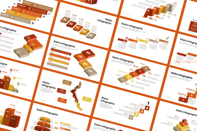 楼梯造型信息图表展示PPT模板 - 顶尖PPT