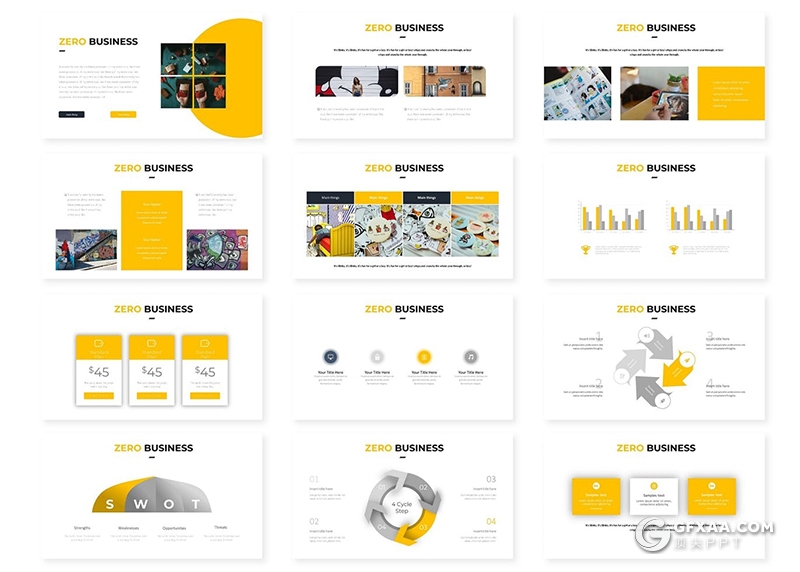 30页国外商务风格企业工作计划总结多用途PPT模板5种主题配色 - 顶尖PPT