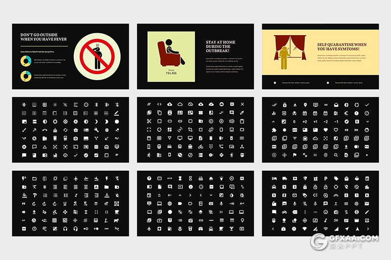 42页扁平化卡通插画PPT冠状病毒传染途径预防治疗医疗保健卡通插画ppt模板 - 顶尖PPT