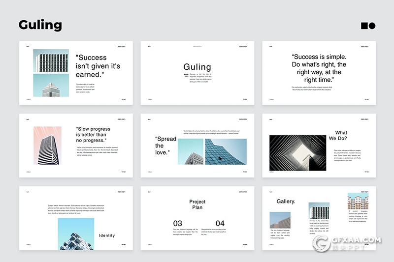 50页国外极简文艺风格企业公司介绍Google slides模板 - 顶尖PPT