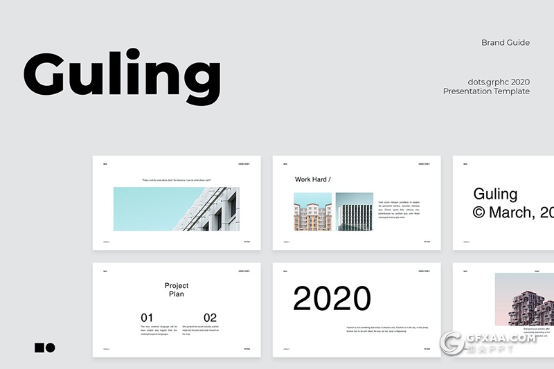 50页国外极简文艺风格企业公司介绍Google slides模板 - 顶尖PPT