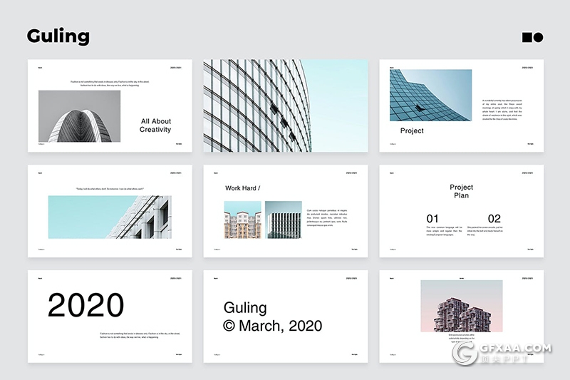 50页国外极简文艺风格企业公司介绍Google slides模板 - 顶尖PPT