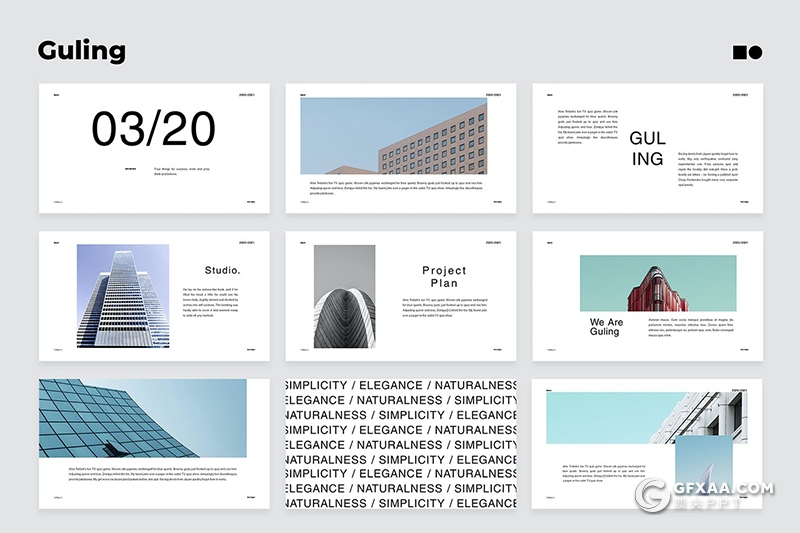 50页国外极简文艺风格企业公司介绍Google slides模板 - 顶尖PPT