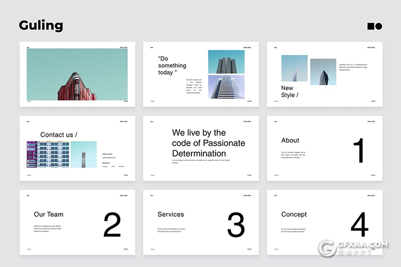 50页国外极简文艺风格企业公司介绍Google slides模板 - 顶尖PPT