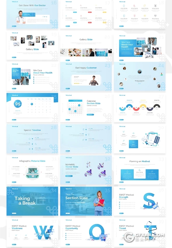 64页医学研究身体健康分析高端医学主题keynote模板包含11种主题配色 - 顶尖PPT