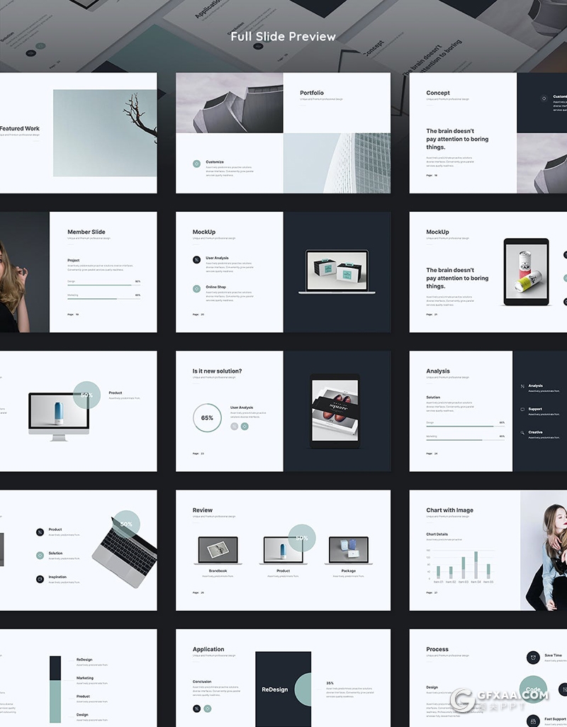 40页国外极简文艺风格商务多用途PPT模板 - 顶尖PPT