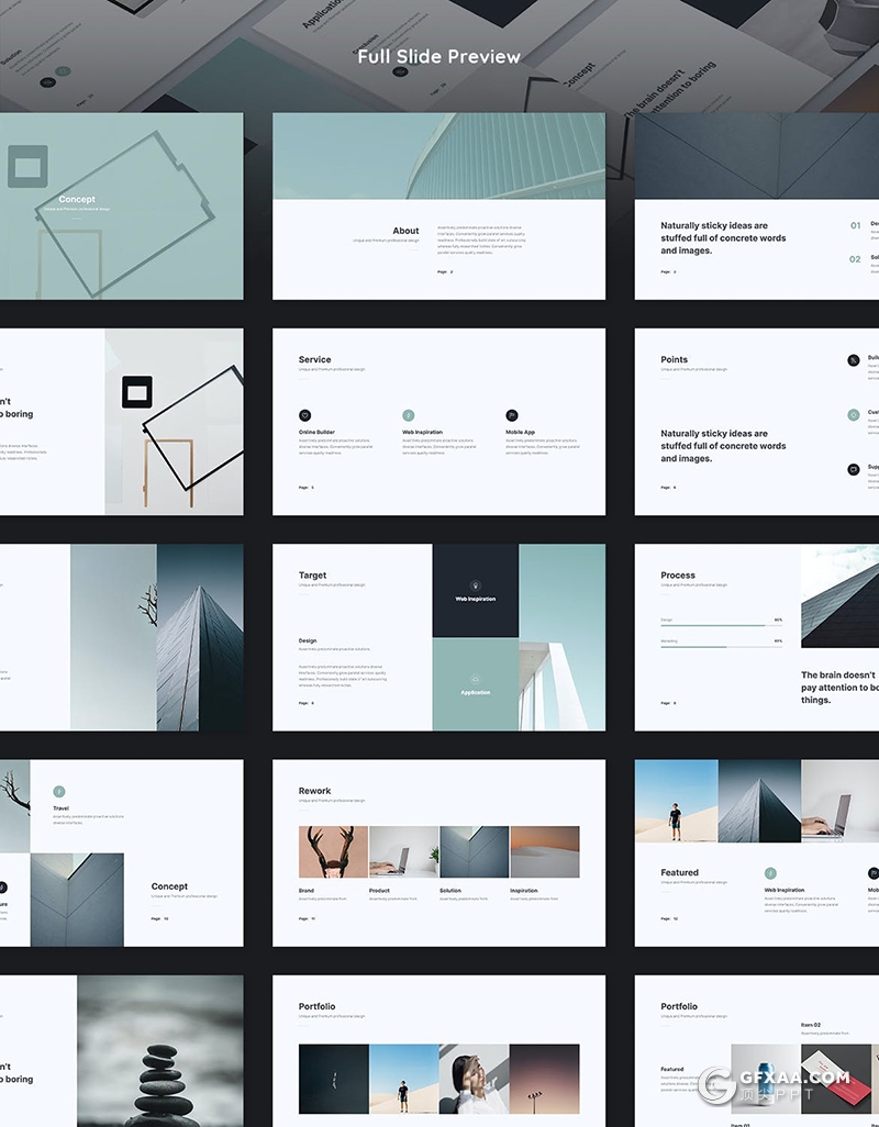 40页国外极简文艺风格商务多用途PPT模板 - 顶尖PPT