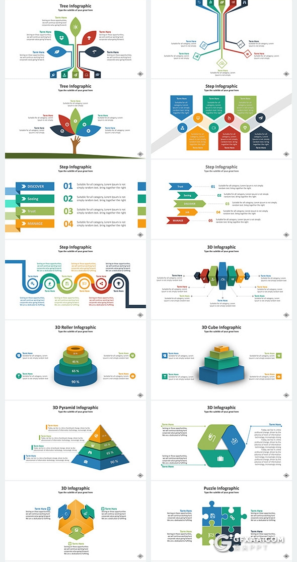 101页彩色扁平化国外商务公司团队介绍工作计划总结多用途PPT模板11种配色2种尺寸规格 - 顶尖PPT