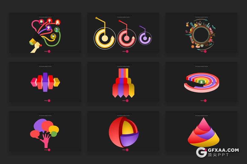 90页3D立体商务信息图形PPT可编辑商务逻辑图形PPT模板 - 顶尖PPT