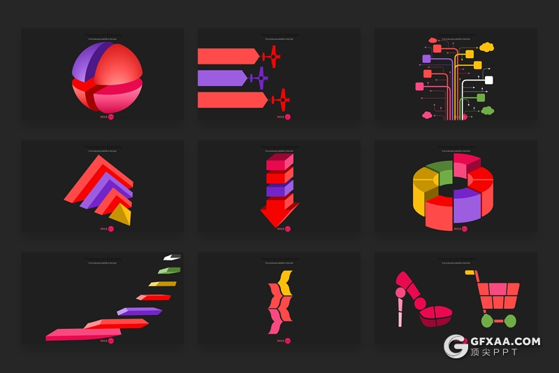 90页3D立体商务信息图形PPT可编辑商务逻辑图形PPT模板 - 顶尖PPT