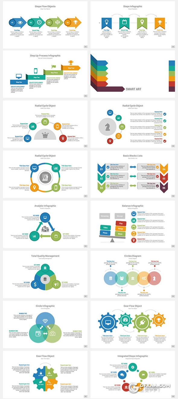 330页国外大型商务PPT模板企业团队介绍工作计划总结ppt商务数据信息图形图表ppt模板21种配色 - 顶尖PPT