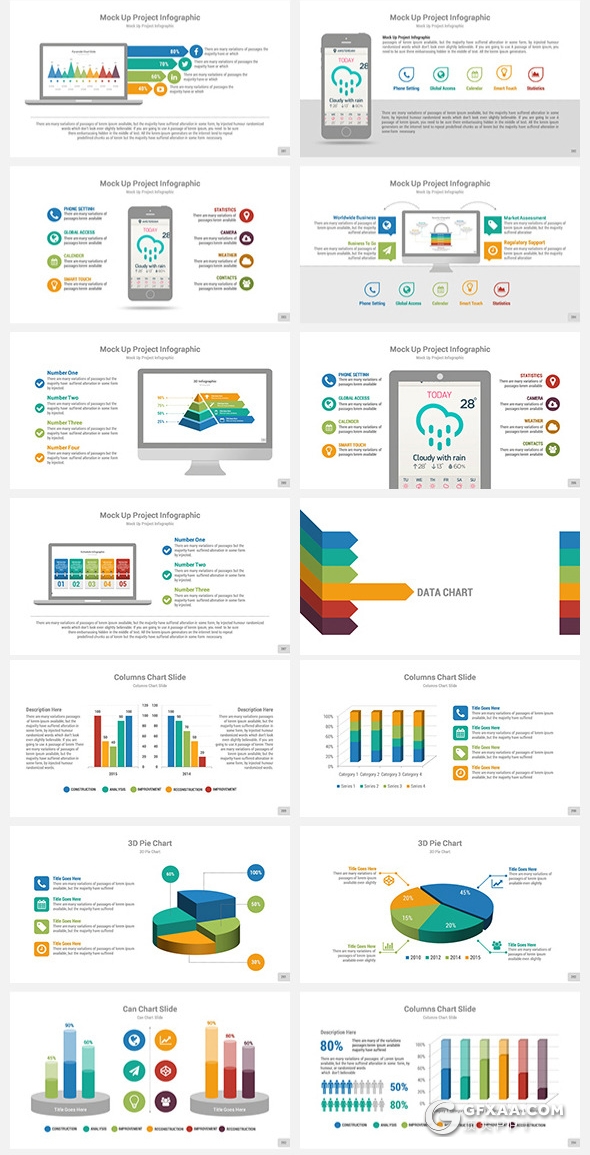330页国外大型商务PPT模板企业团队介绍工作计划总结ppt商务数据信息图形图表ppt模板21种配色 - 顶尖PPT