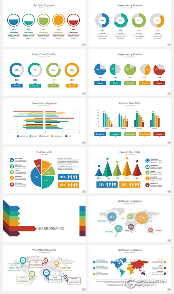 330页国外大型商务PPT模板企业团队介绍工作计划总结ppt商务数据信息图形图表ppt模板21种配色 - 顶尖PPT