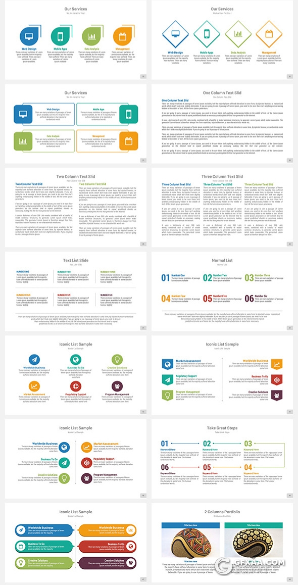 330页国外大型商务PPT模板企业团队介绍工作计划总结ppt商务数据信息图形图表ppt模板21种配色 - 顶尖PPT
