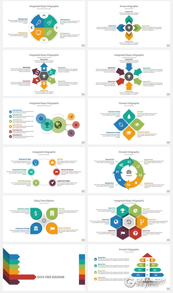 330页国外大型商务PPT模板企业团队介绍工作计划总结ppt商务数据信息图形图表ppt模板21种配色 - 顶尖PPT