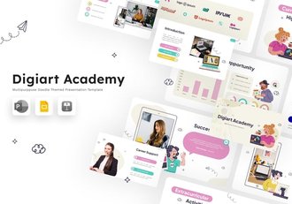 多用途涂鸦学院演讲教育机构PPT模板 - 顶尖PPT