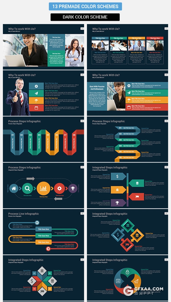 150页国外多用途企业介绍工作计划总结PPT模板13种配色 - 顶尖PPT