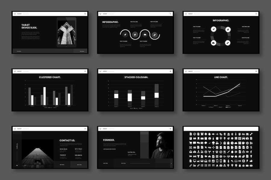 黑白风企业业务合作图片摄影展示多用途keynote模板 - 顶尖PPT