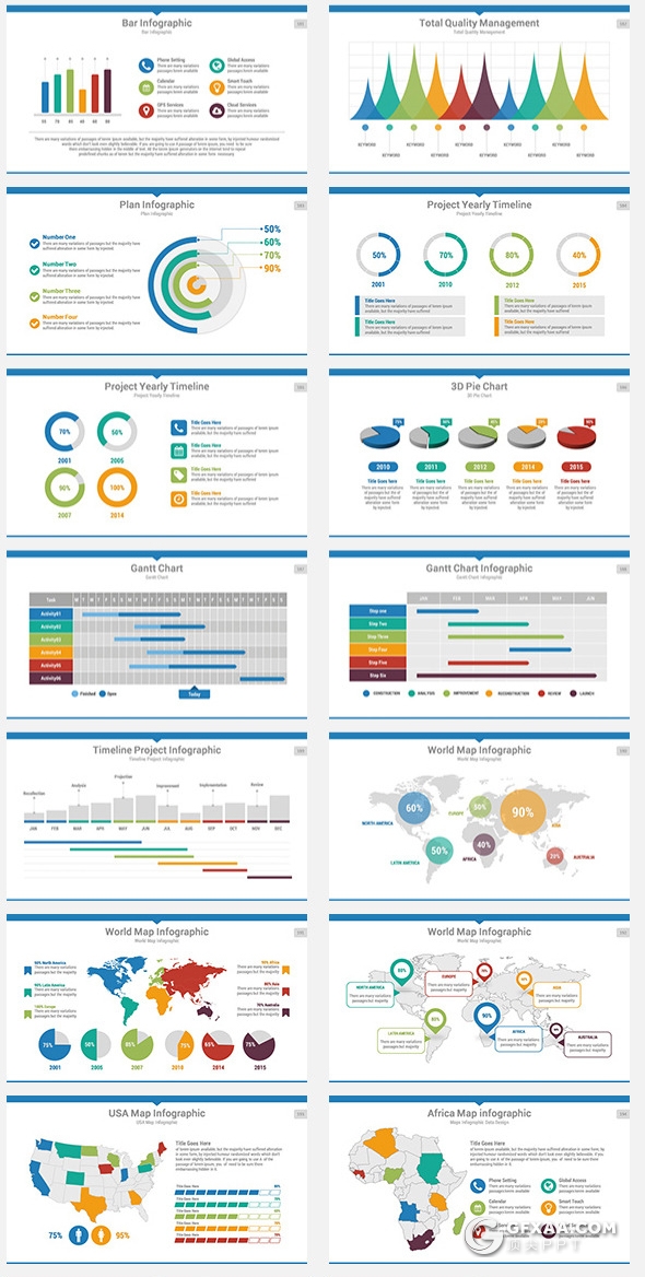 200多页国外商务通用ppt企业公司介绍工作计划总结项目介绍ppt商务信息图形设计智能图表ppt模板20种配色3种尺寸 - 顶尖PPT