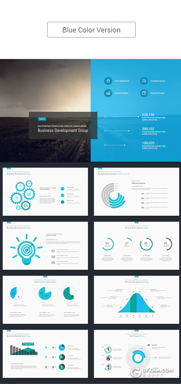 100页精致设计国外高端商务风格PPT模板5种主题配色 - 顶尖PPT