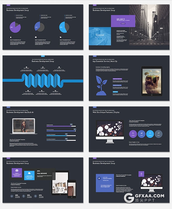 100页精致设计国外高端商务风格PPT模板5种主题配色 - 顶尖PPT