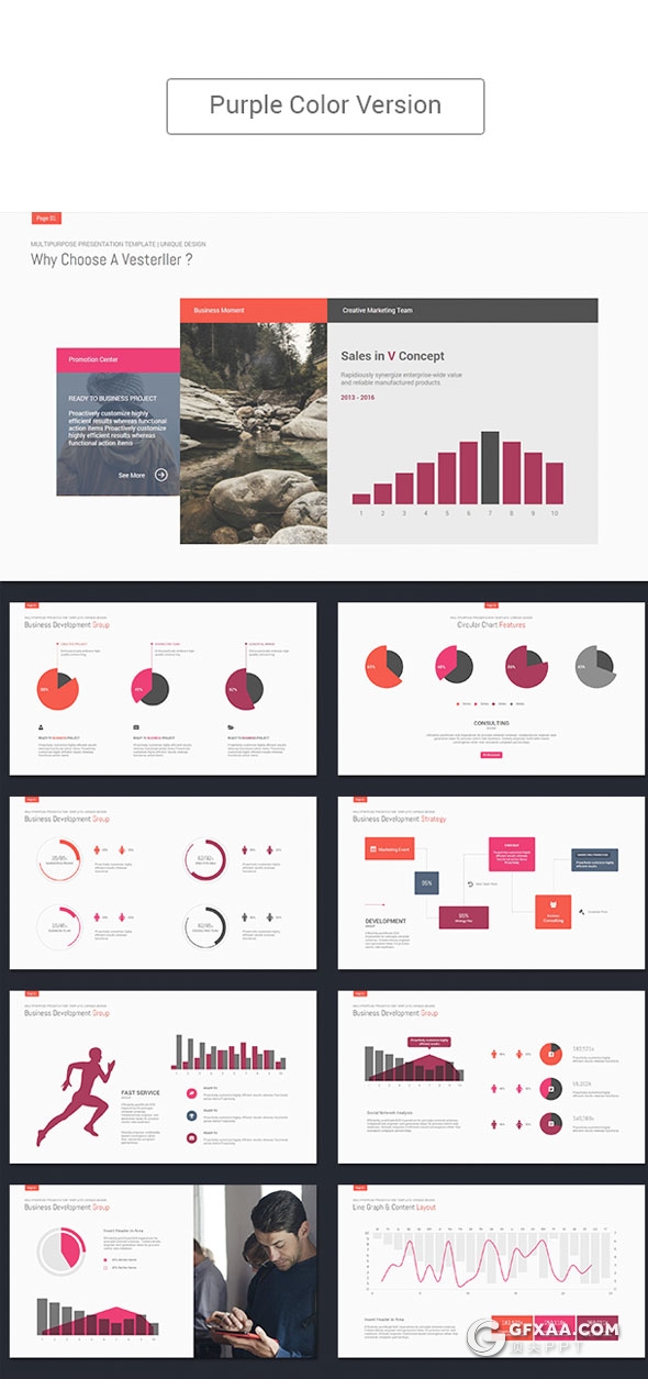 100页精致设计国外高端商务风格PPT模板5种主题配色 - 顶尖PPT