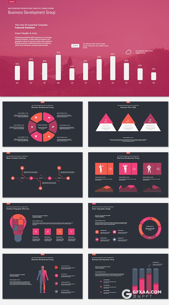 100页精致设计国外高端商务风格PPT模板5种主题配色 - 顶尖PPT