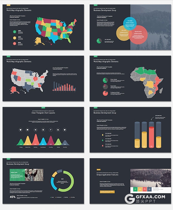 100页精致设计国外高端商务风格PPT模板5种主题配色 - 顶尖PPT
