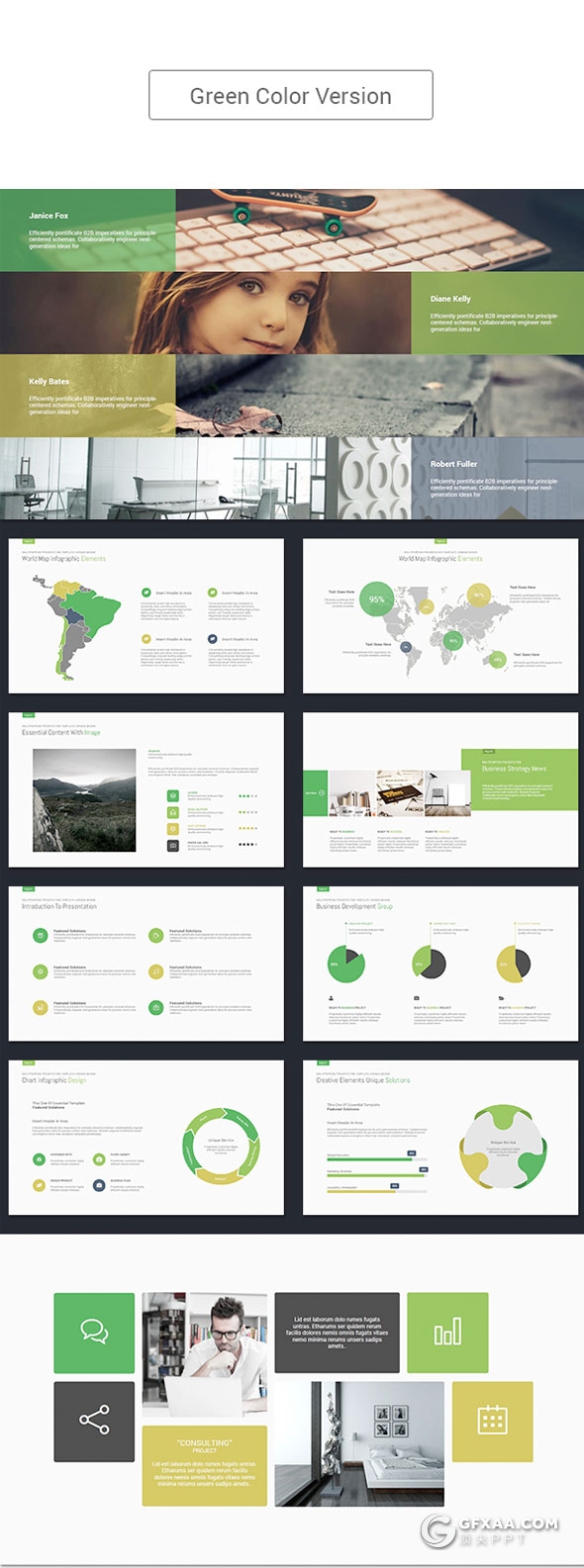 100页精致设计国外高端商务风格PPT模板5种主题配色 - 顶尖PPT
