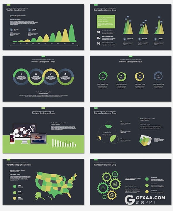 100页精致设计国外高端商务风格PPT模板5种主题配色 - 顶尖PPT