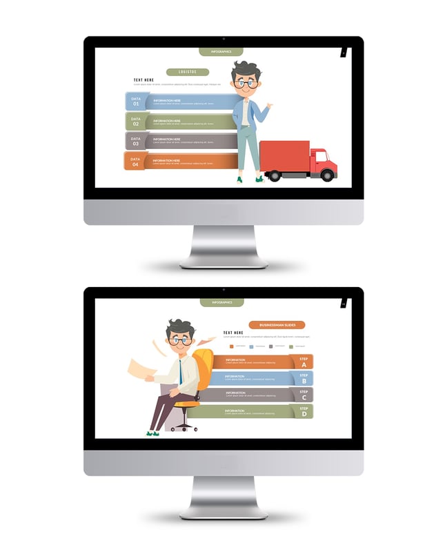 商务卡通人物插画信息图形PPT模板 - 顶尖PPT