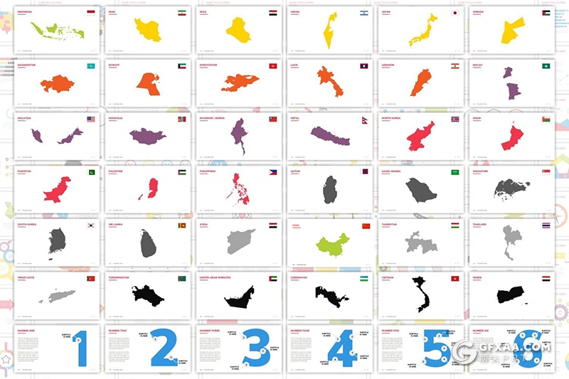 300页国外高端商务企业宣传介绍工作计划总结ppt商务数据信息图形图表PPT模板世界各国地图PPT图形模板10种主题配色 - 顶尖PPT