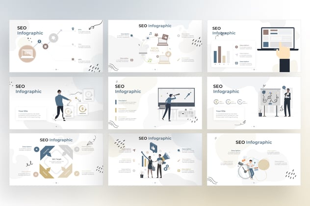 涂鸦风格SEO信息图形卡通人物keynote模板 - 顶尖PPT